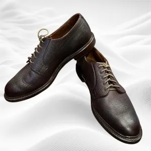 Allen Edmonds Men's Gridiron Oxford Size 10D Plain Toe Brown Pebbled Leather