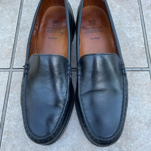 Allen Edmonds Mens Loafer Shoes Size 11.5 D Sanibel Black Leather Dress