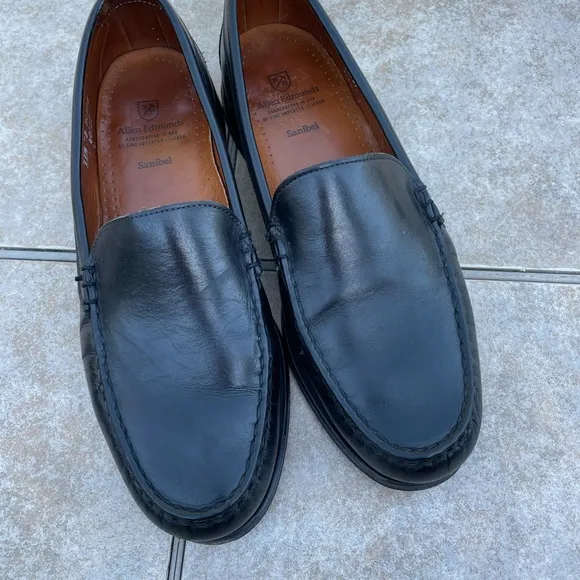 Allen Edmonds Mens Loafer Shoes Size 11.5 D Sanibel Black Leather Dress