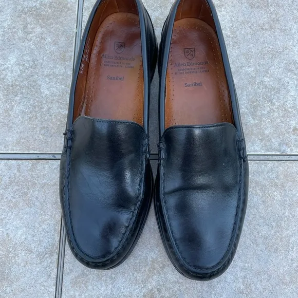 Allen Edmonds Mens Loafer Shoes Size 11.5 D Sanibel Black Leather Dress