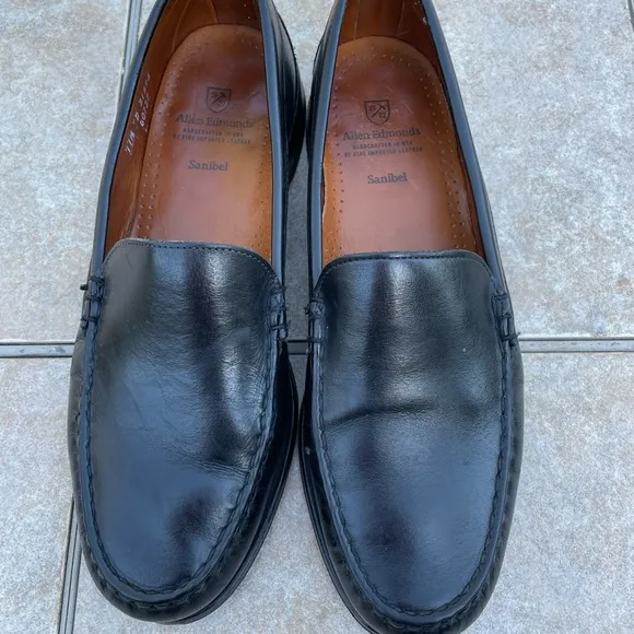 Allen Edmonds Mens Loafer Shoes Size 11.5 D Sanibel Black Leather Dress