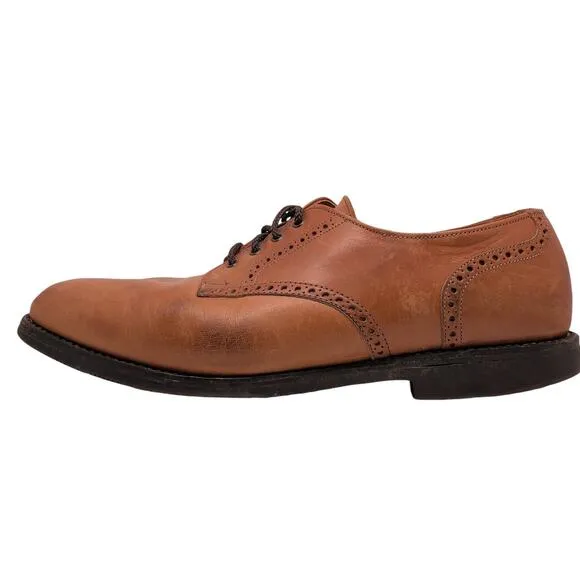 Allen Edmonds Mens Size 12B Oxford Dress Shoes Plain Toe Cognac Vibram Soles