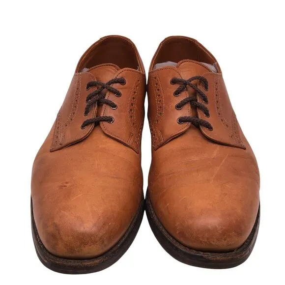 Allen Edmonds Mens Size 12B Oxford Dress Shoes Plain Toe Cognac Vibram Soles