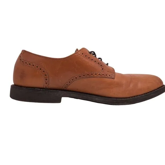Allen Edmonds Mens Size 12B Oxford Dress Shoes Plain Toe Cognac Vibram Soles