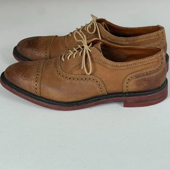 Allen Edmonds Oxford Shoes Mens 11.5 Strandmok Brown Oiled Cap Toe Brogue