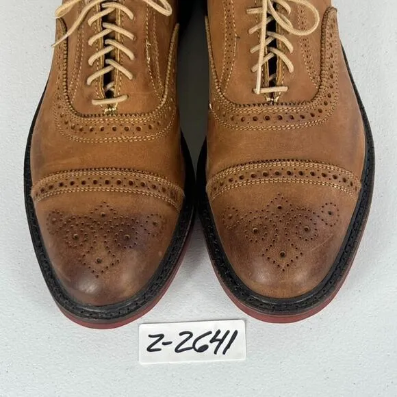 Allen Edmonds Oxford Shoes Mens 11.5 Strandmok Brown Oiled Cap Toe Brogue