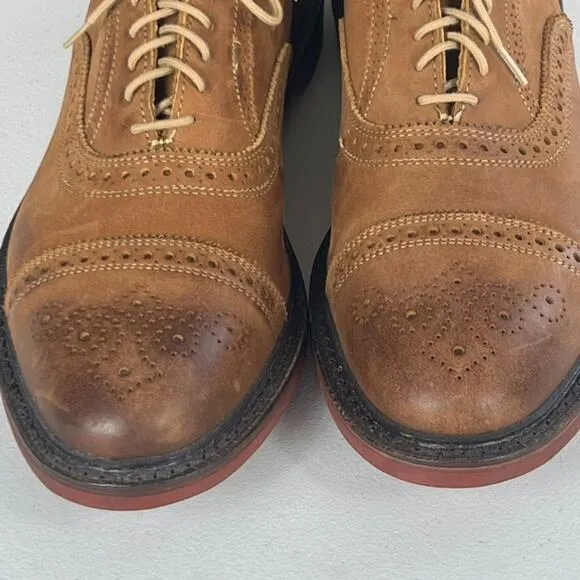 Allen Edmonds Oxford Shoes Mens 11.5 Strandmok Brown Oiled Cap Toe Brogue