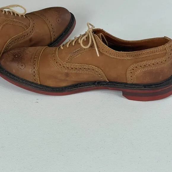 Allen Edmonds Oxford Shoes Mens 11.5 Strandmok Brown Oiled Cap Toe Brogue
