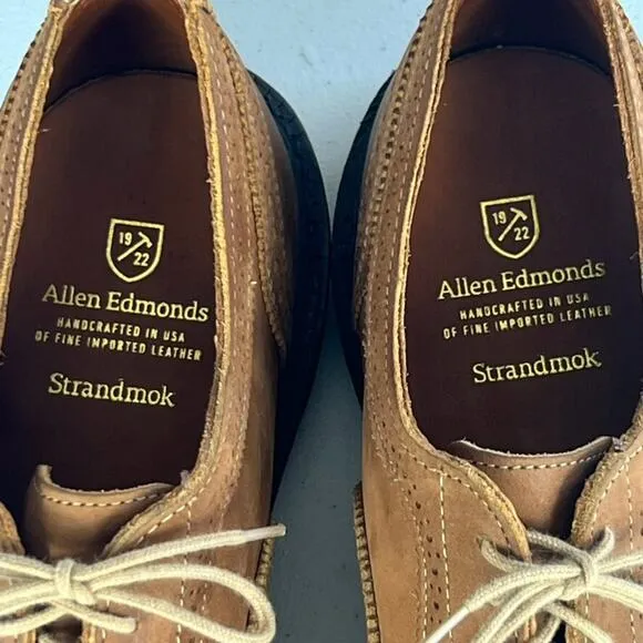 Allen Edmonds Oxford Shoes Mens 11.5 Strandmok Brown Oiled Cap Toe Brogue