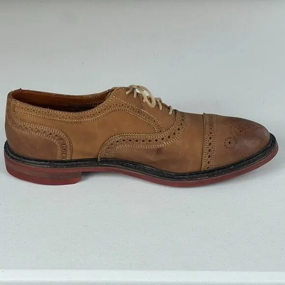 Allen Edmonds Oxford Shoes Mens 11.5 Strandmok Brown Oiled Cap Toe Brogue