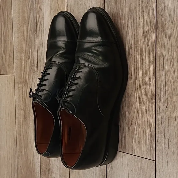 ALLEN EDMONDS Park Avenue Black Leather Mens  Sz 9 D Cap Toe Dress Shoes