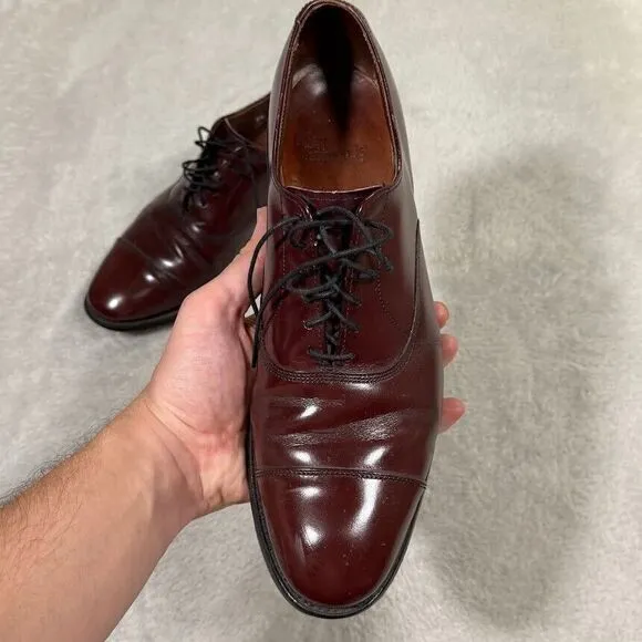 Allen Edmonds Park Avenue Men 9.5 B Mahogany Leather Cap Toe Oxford Shoes Preppy