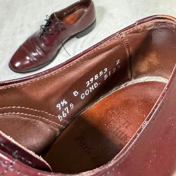Allen Edmonds Park Avenue Men 9.5 B Mahogany Leather Cap Toe Oxford Shoes Preppy