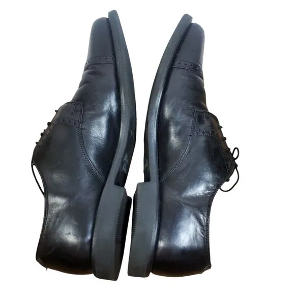 Allen Edmonds Perry Oxford Dress Shoes Mens 10.5 D Black Cap Toe Brogue