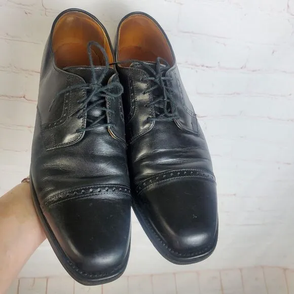 Allen Edmonds Perry Oxford Dress Shoes Mens 10.5 D Black Cap Toe Brogue