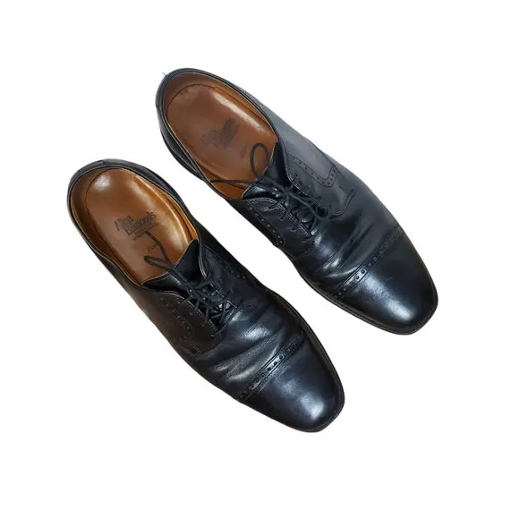 Allen Edmonds Perry Oxford Dress Shoes Mens 10.5 D Black Cap Toe Brogue