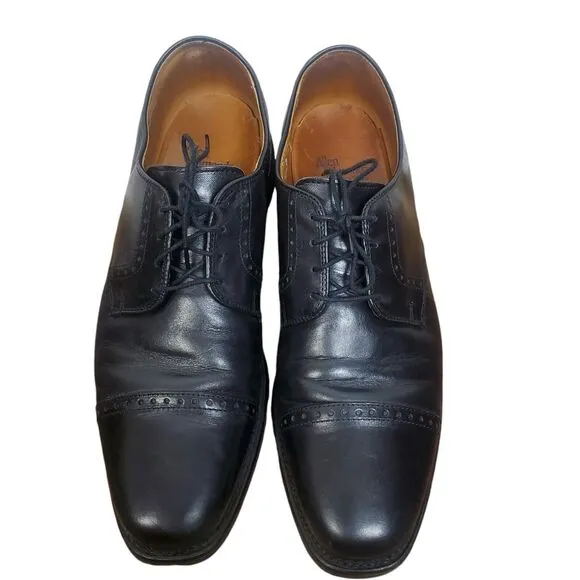 Allen Edmonds Perry Oxford Dress Shoes Mens 10.5 D Black Cap Toe Brogue