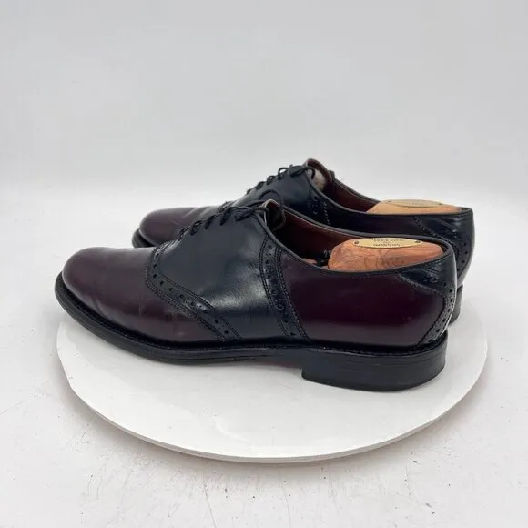 Allen Edmonds Polo Men Size 9.5A Black Cherry Brogue Plain Toe Oxford Dress Shoe
