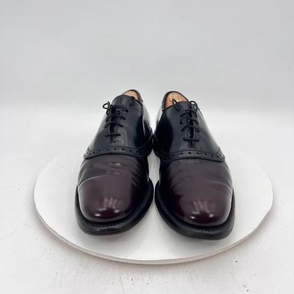 Allen Edmonds Polo Men Size 9.5A Black Cherry Brogue Plain Toe Oxford Dress Shoe
