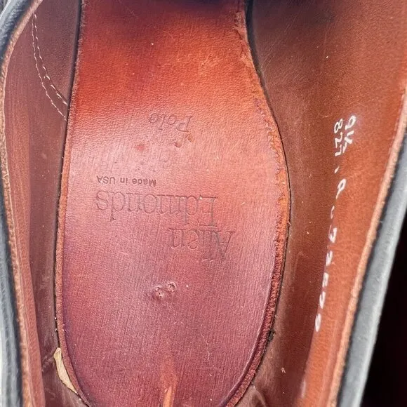 Allen Edmonds Polo Men Size 9.5A Black Cherry Brogue Plain Toe Oxford Dress Shoe