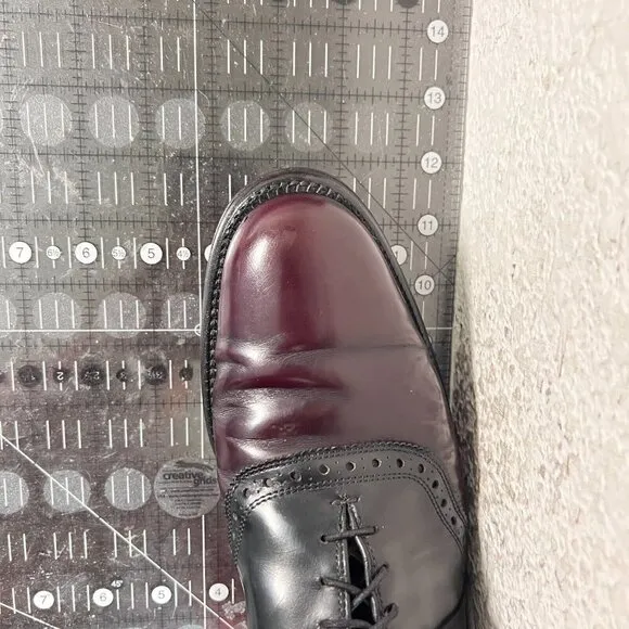 Allen Edmonds Polo Men Size 9.5A Black Cherry Brogue Plain Toe Oxford Dress Shoe