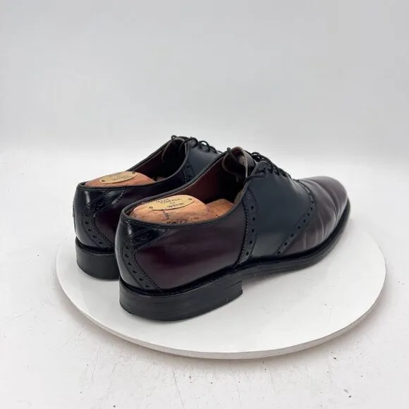 Allen Edmonds Polo Men Size 9.5A Black Cherry Brogue Plain Toe Oxford Dress Shoe