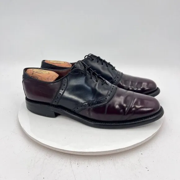 Allen Edmonds Polo Men Size 9.5A Black Cherry Brogue Plain Toe Oxford Dress Shoe