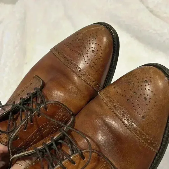 Allen‎ Edmonds Sanford Oxford Dress Shoes Cognac Brown Men's 8.5 E 5347 Cap Toe