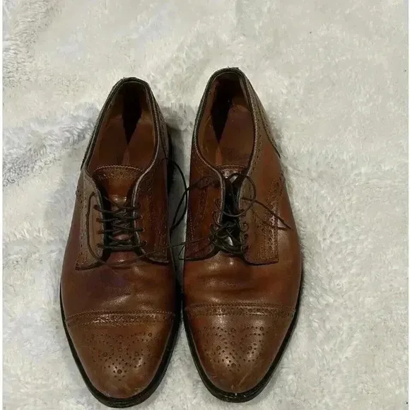 Allen‎ Edmonds Sanford Oxford Dress Shoes Cognac Brown Men's 8.5 E 5347 Cap Toe