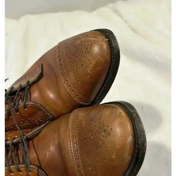 Allen‎ Edmonds Sanford Oxford Dress Shoes Cognac Brown Men's 8.5 E 5347 Cap Toe