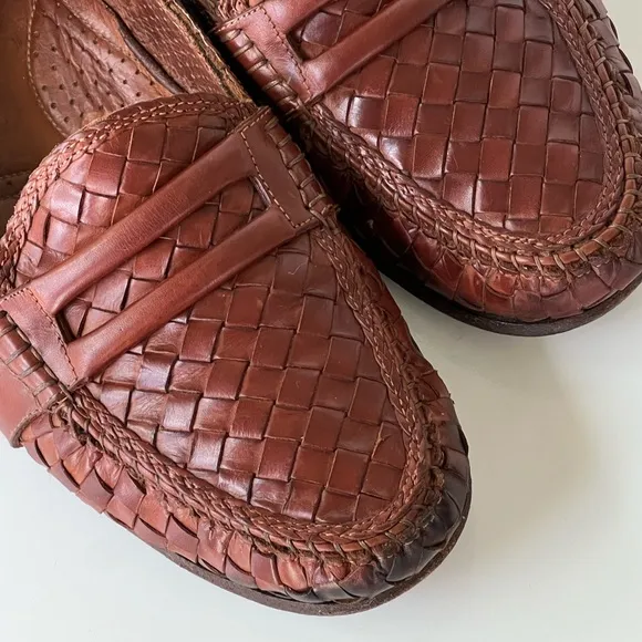 Allen Edmonds St. Croix Brown Woven Loafer Shoes Size 10.5 D