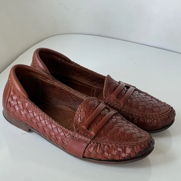 Allen Edmonds St. Croix Brown Woven Loafer Shoes Size 10.5 D