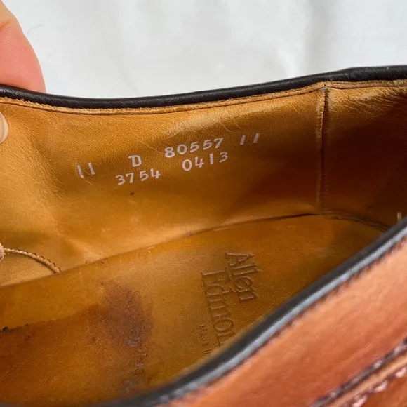 Allen Edmonds Stockbridge Walnut Tan Calf Leather Split Toe Dress Shoes 11D.