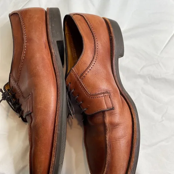 Allen Edmonds Stockbridge Walnut Tan Calf Leather Split Toe Dress Shoes 11D.