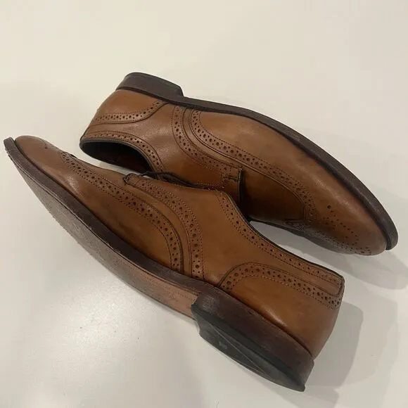 Allen Edmonds Stuttgart Walnut Brown Wingtip Derby Oxford Dress Shoes 14D