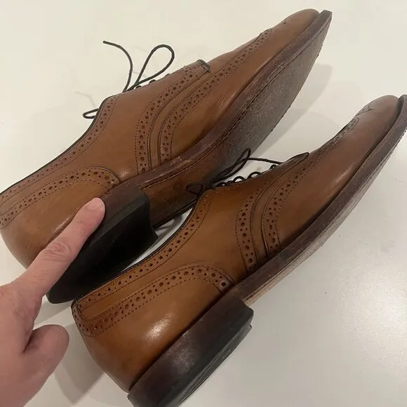 Allen Edmonds Stuttgart Walnut Brown Wingtip Derby Oxford Dress Shoes 14D