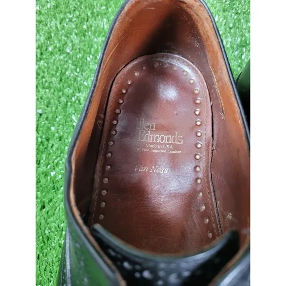 Allen Edmonds Van Ness Black Leather Oxford Cap Toe Brogue‎ Mens Size 10 EEE