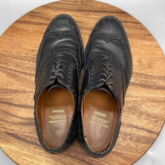 Allen Edmonds WHITNEY Oxford Shoes Mens Size 10.5 D Wing Tip Dress Black USA