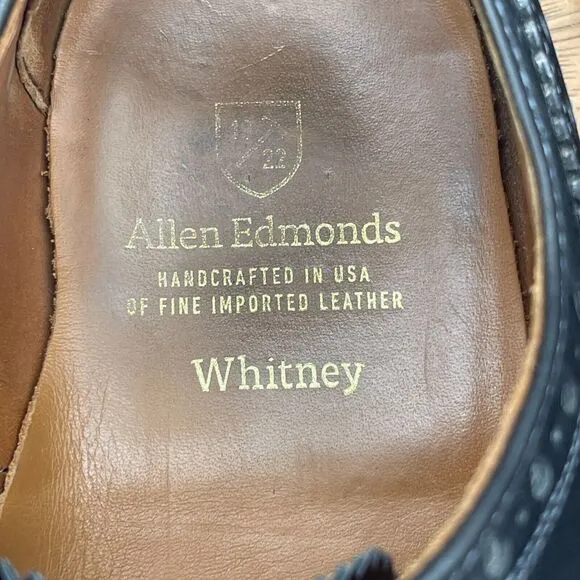 Allen Edmonds WHITNEY Oxford Shoes Mens Size 10.5 D Wing Tip Dress Black USA