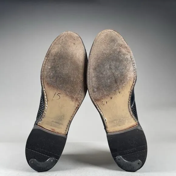 Allen Edmonds Winhall Men’s 10.5 D Black Woven Leather Cap Toe Oxford Dress Shoe