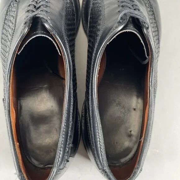Allen Edmonds Winhall Men’s 10.5 D Black Woven Leather Cap Toe Oxford Dress Shoe