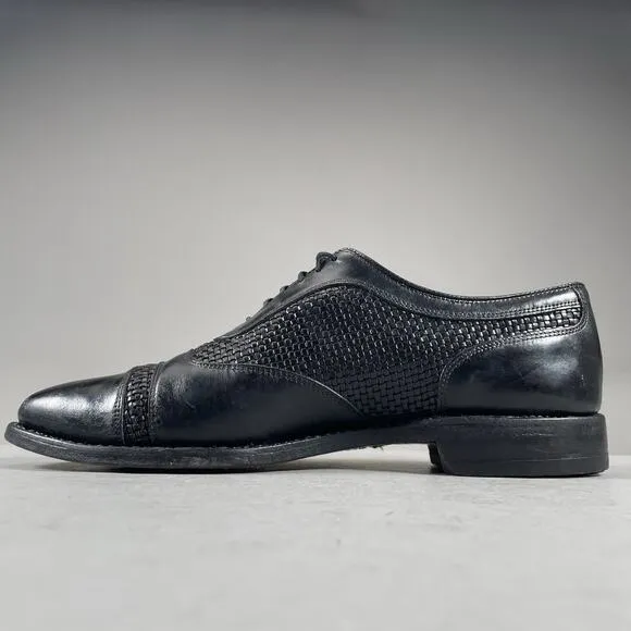 Allen Edmonds Winhall Men’s 10.5 D Black Woven Leather Cap Toe Oxford Dress Shoe