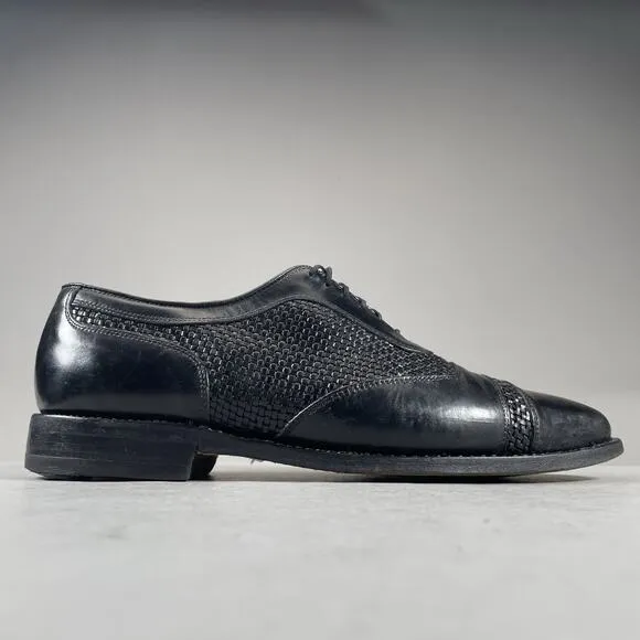Allen Edmonds Winhall Men’s 10.5 D Black Woven Leather Cap Toe Oxford Dress Shoe