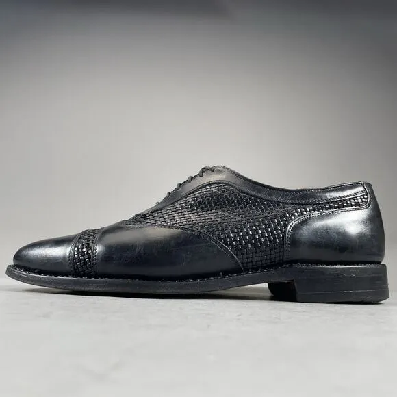 Allen Edmonds Winhall Men’s 10.5 D Black Woven Leather Cap Toe Oxford Dress Shoe
