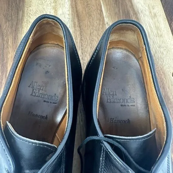 Allen Edmonds Hancock Dress Men's 10.5 D Black Leather Split Toe Oxford Shoes