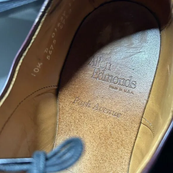 Allen Edmonds Park Avenue Mens Size 10.5 D Burgundy Cap Toe Oxford Dress Shoes