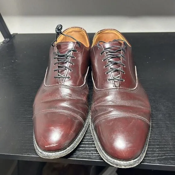 Allen Edmonds Park Avenue Mens Size 10.5 D Burgundy Cap Toe Oxford Dress Shoes
