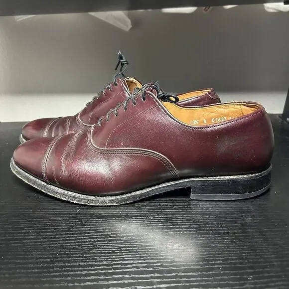 Allen Edmonds Park Avenue Mens Size 10.5 D Burgundy Cap Toe Oxford Dress Shoes
