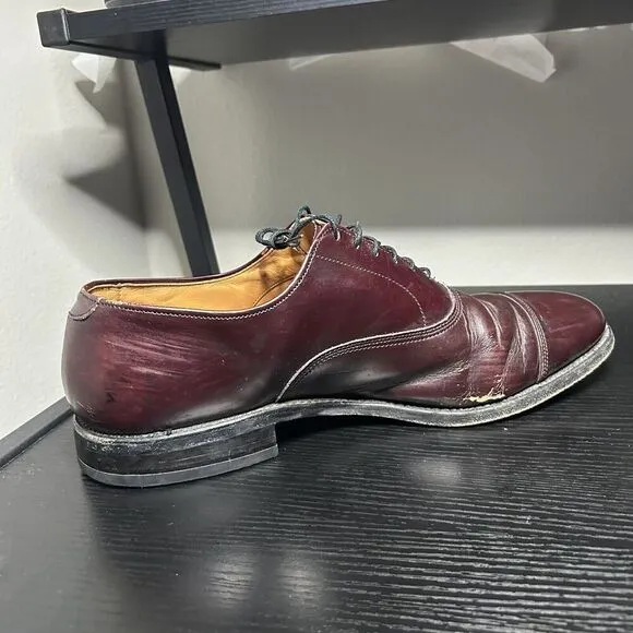 Allen Edmonds Park Avenue Mens Size 10.5 D Burgundy Cap Toe Oxford Dress Shoes