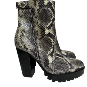 AllSaints Boots Womens Size 7 Ana Snake Embossed Leather Lug Sole Platform Y2K